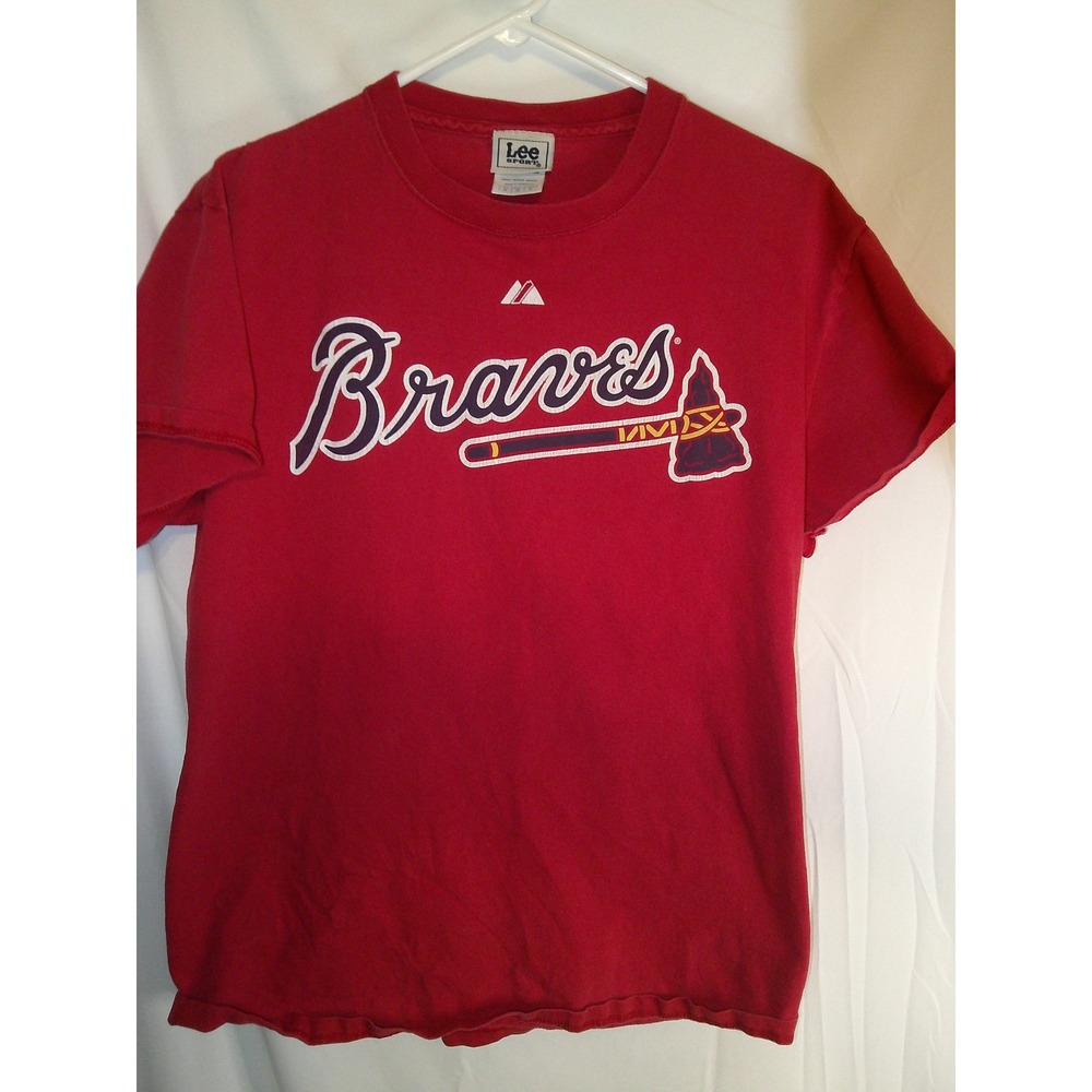 Vintage Lee Sport Braves McCann 16 Baseball T-Shirt Mens Size M Red